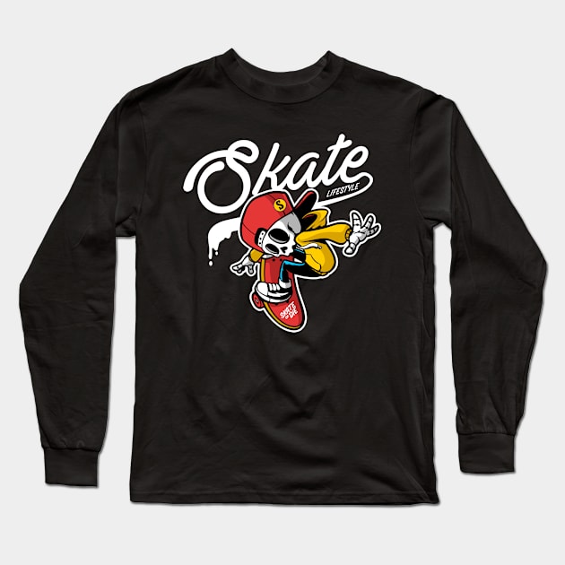 Skull Cartoon Long Sleeve T-Shirt by Unestore